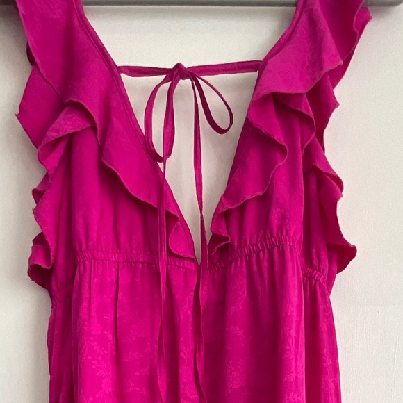NWOT 🌺 TOPSHOP Hot Pink Wrap V-Neck Midi Maxi Dress Size 12 - Picture 5 of 15